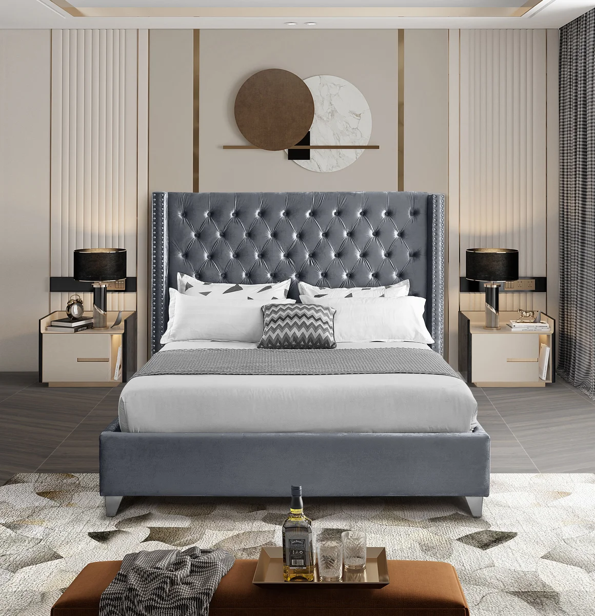Aiden - Queen Bed - Gray