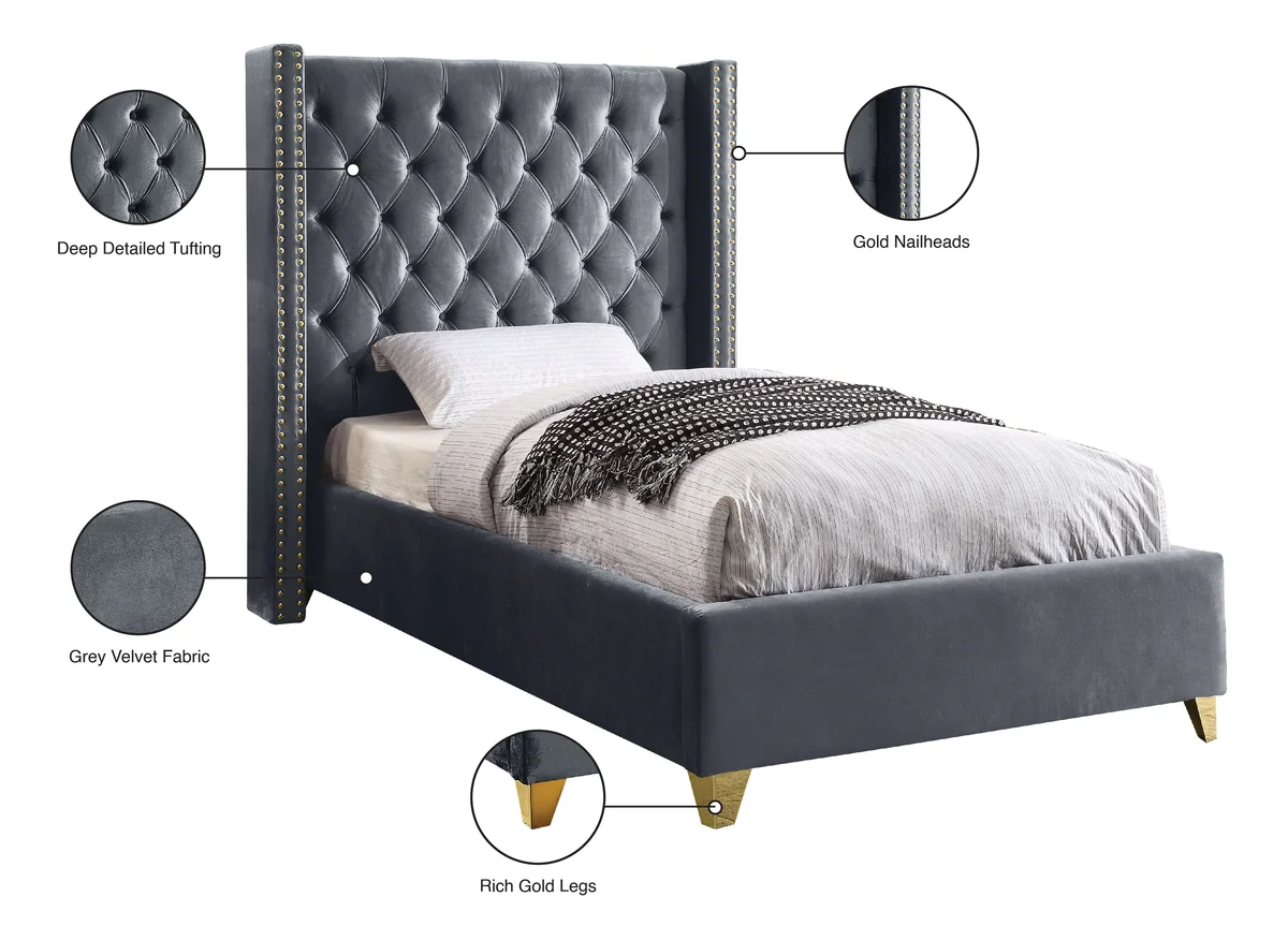 Barolo - Twin Bed - Gray