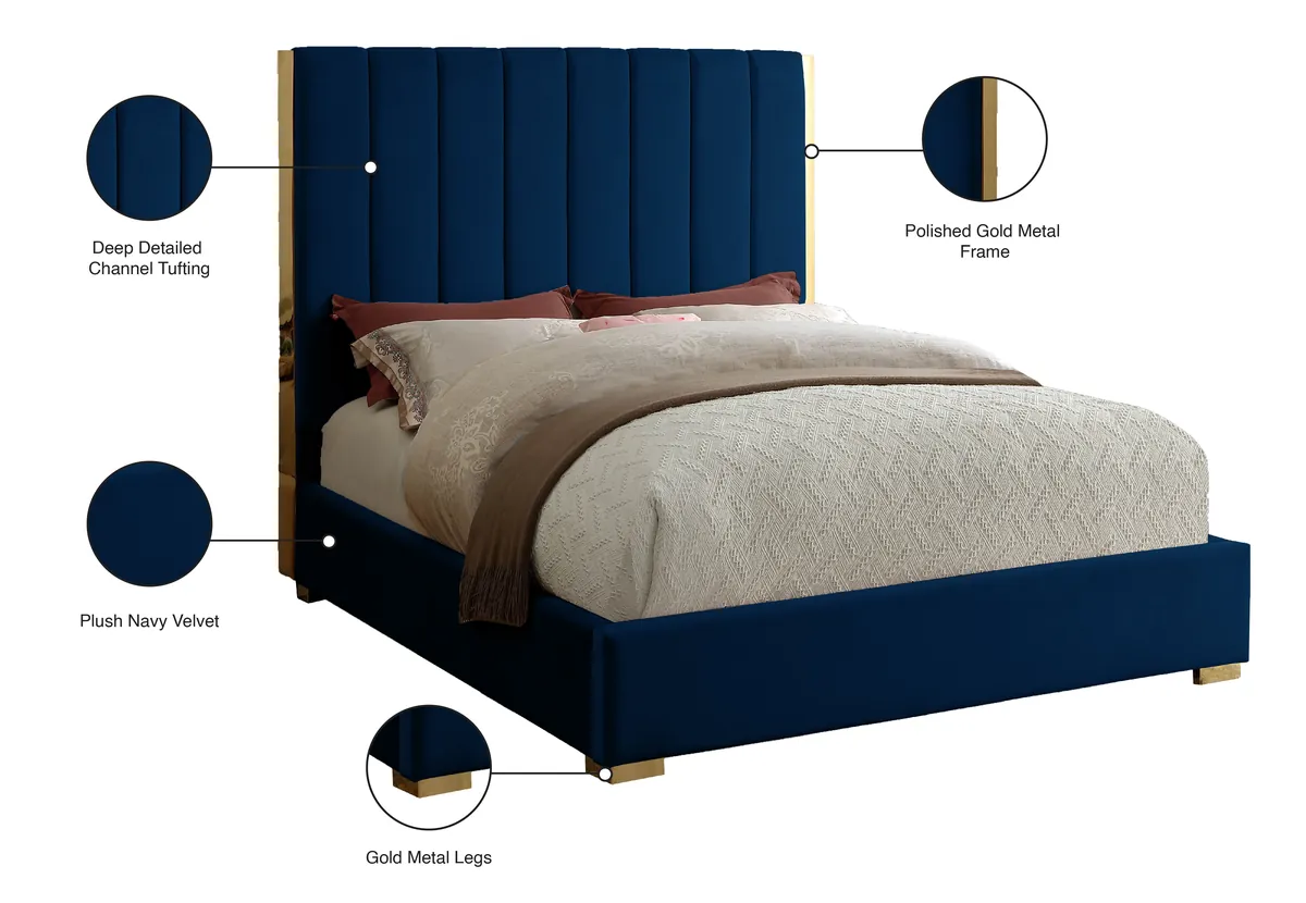 Becca - King Bed - Navy