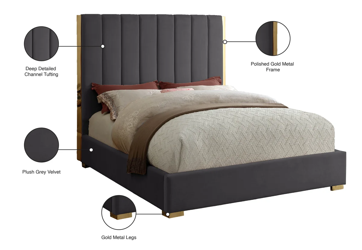 Becca - King Bed - Gray