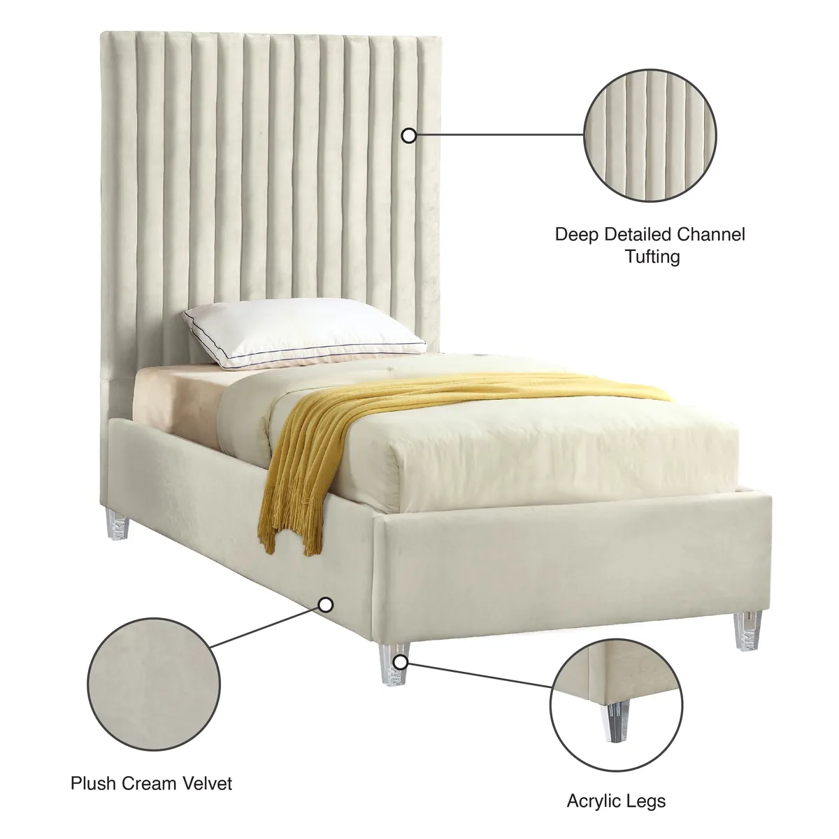 Candace - Twin Bed - Cream
