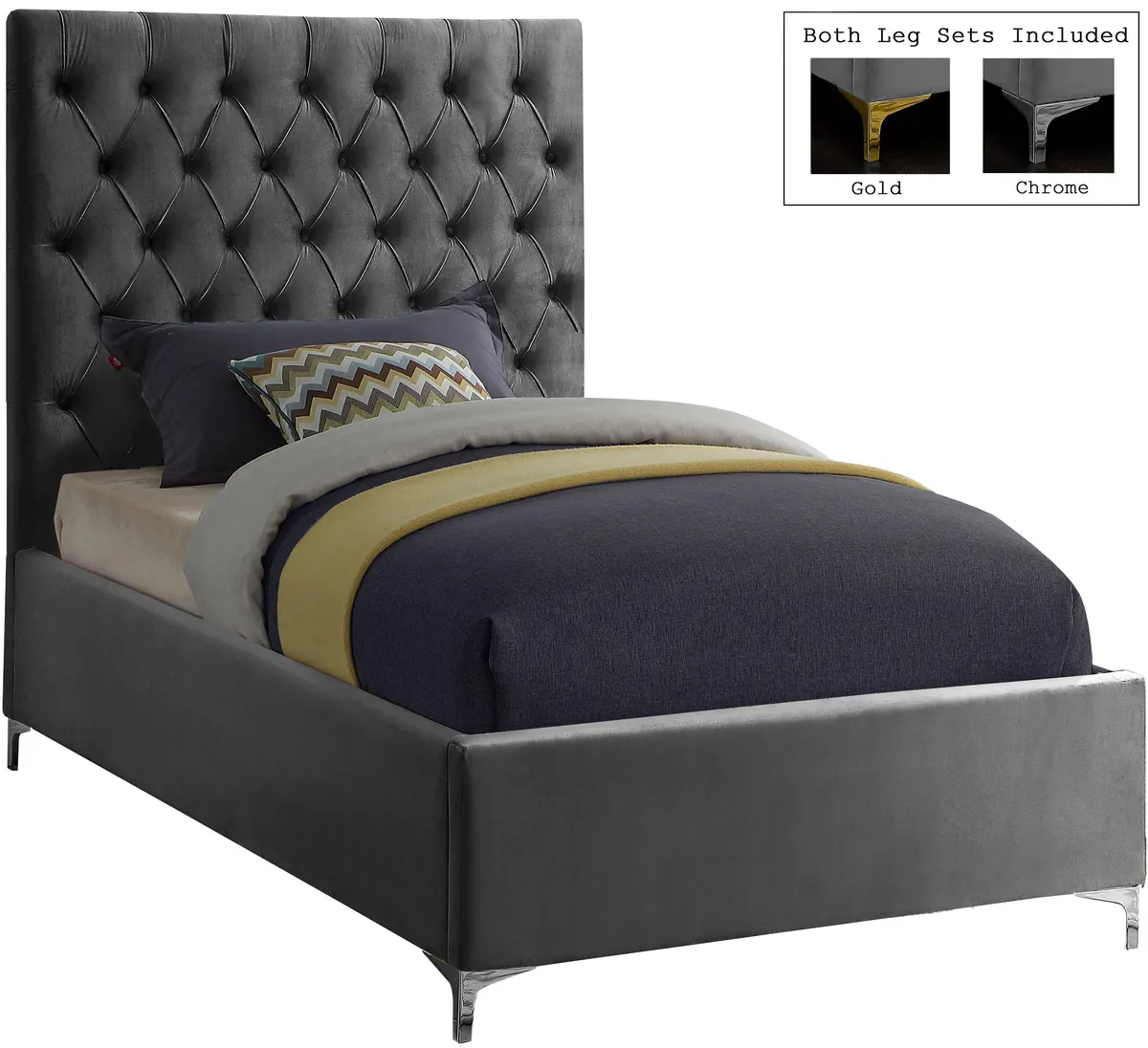 Cruz - Twin Bed - Gray - View 2