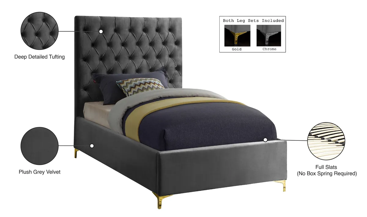 Cruz - Twin Bed - Gray