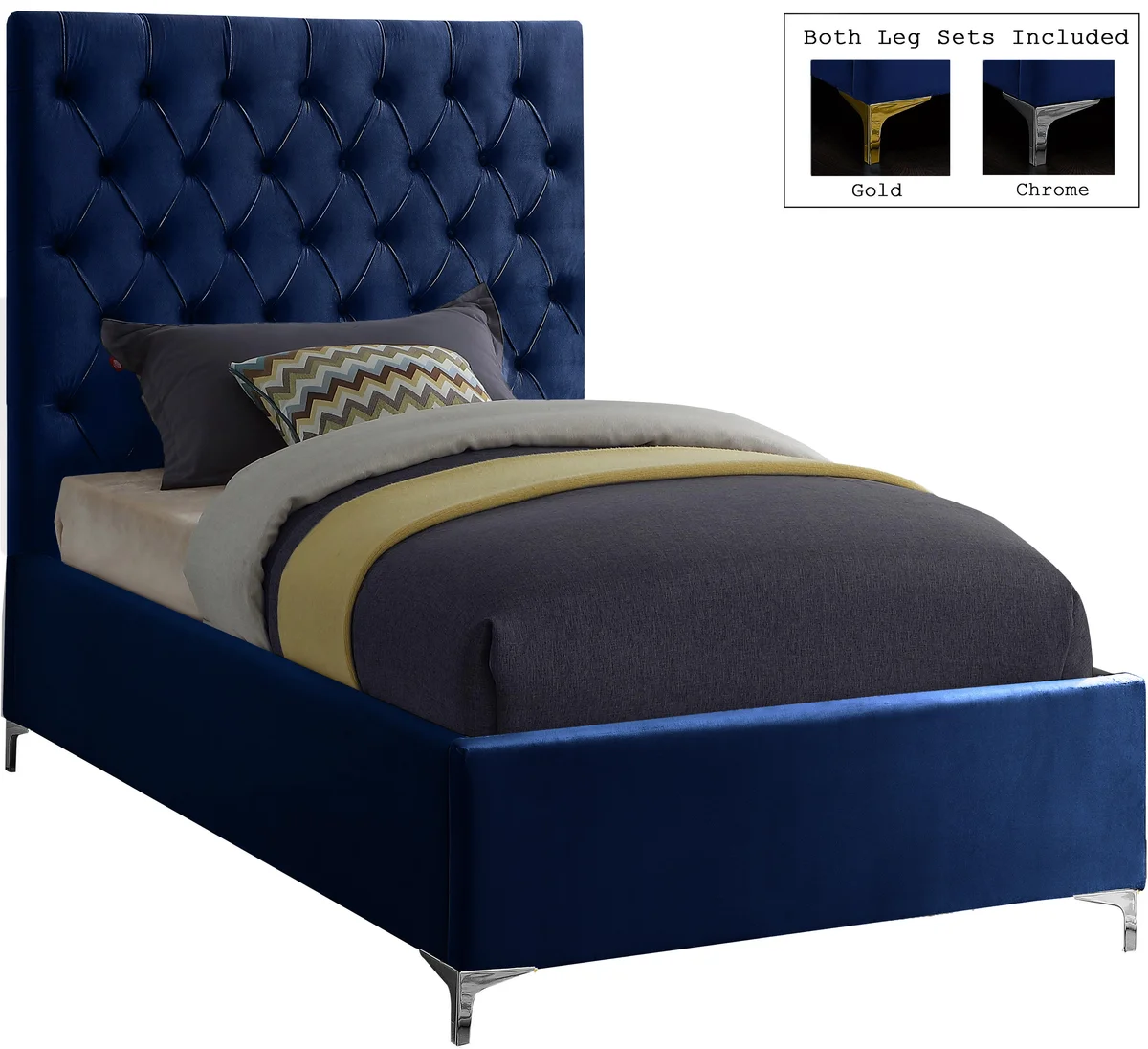 Cruz - Twin Bed - Navy - View 2