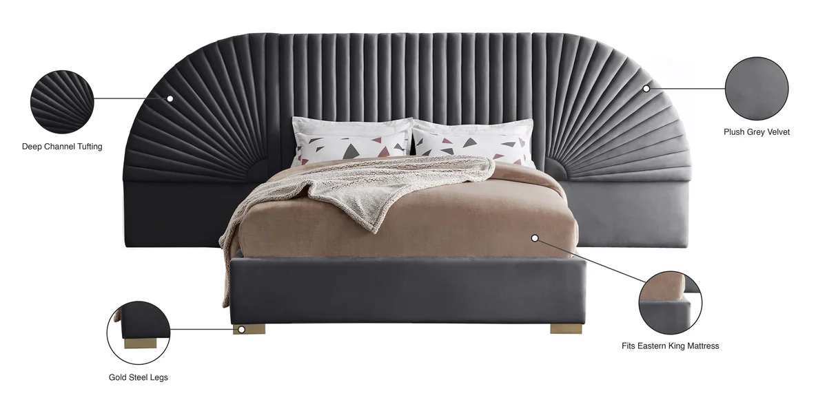 Cleo - King Bed - Gray