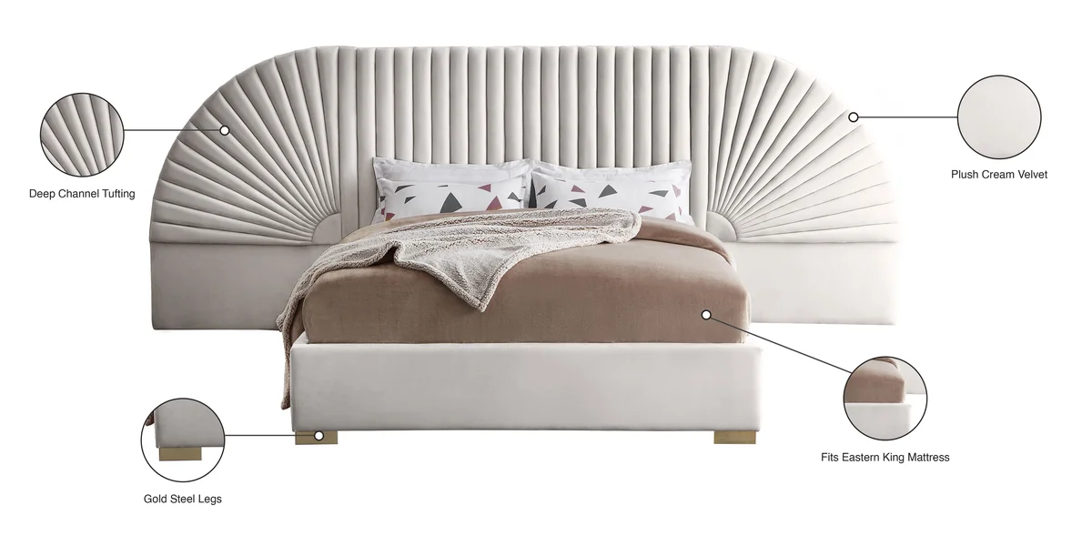 Cleo - King Bed - Cream