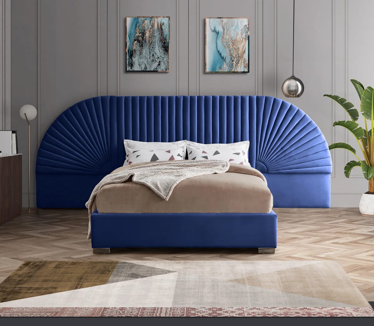 Cleo - King Bed - Navy - View 2