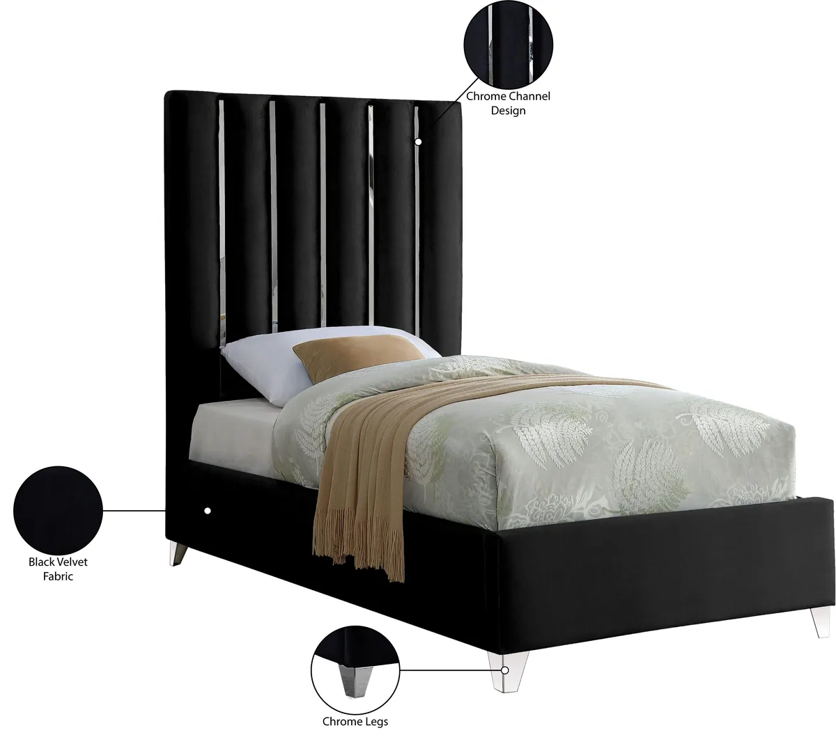 Enzo - Twin Bed - Black