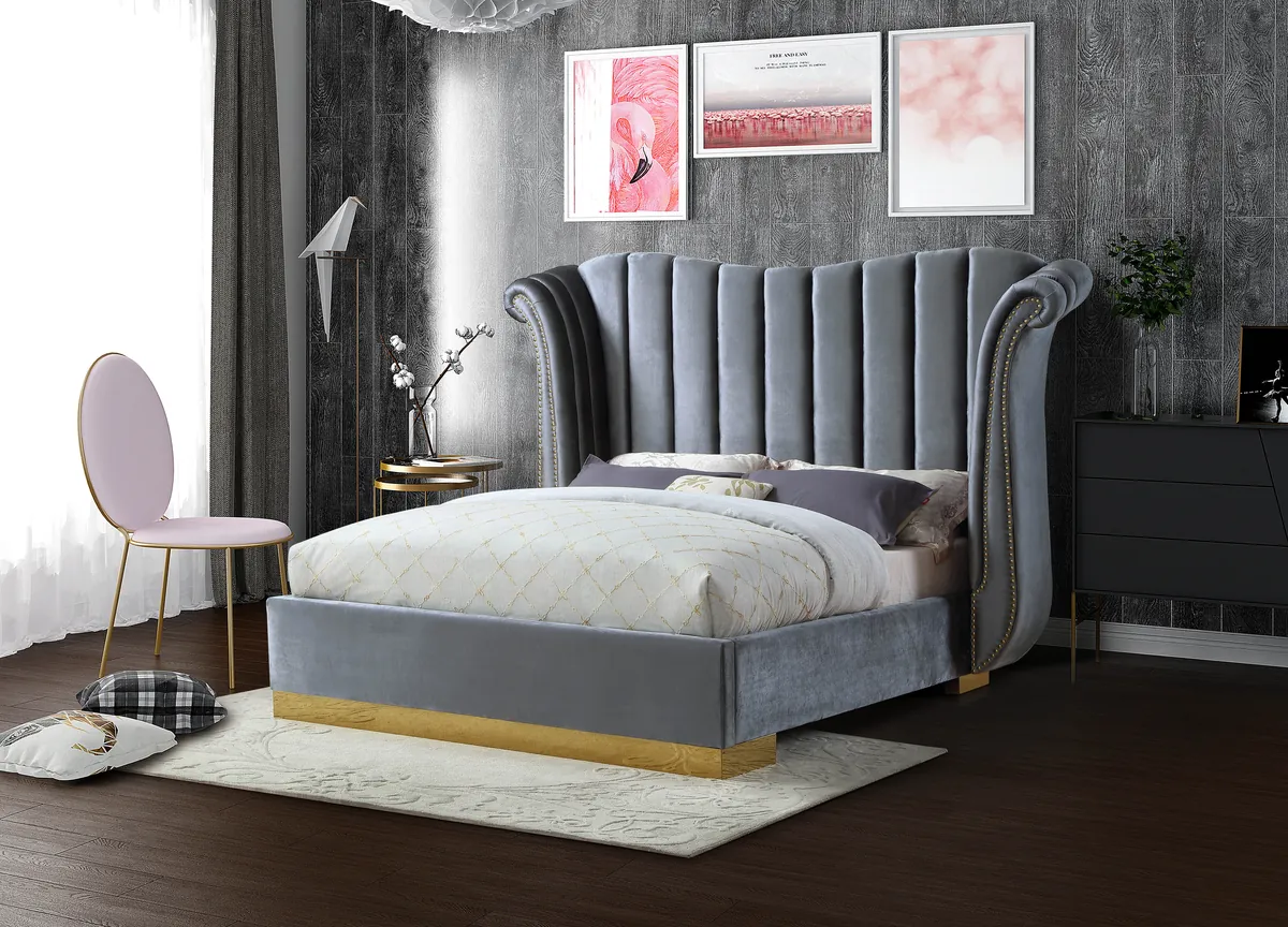 Flora - King Bed - Gray - View 2