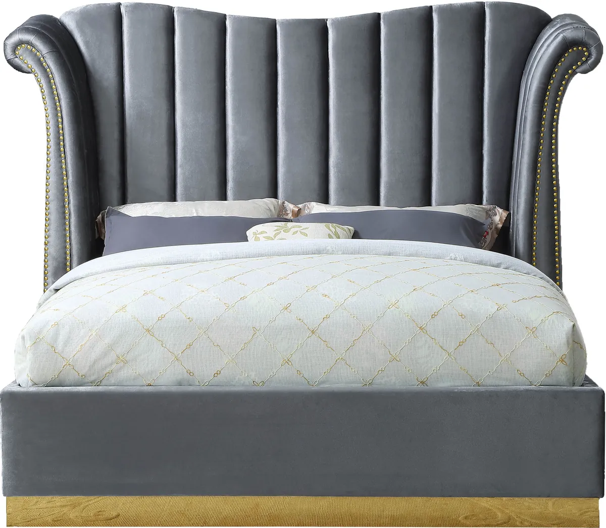 Flora - King Bed - Gray