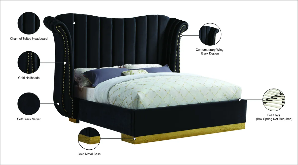 Flora - Queen Bed - Black