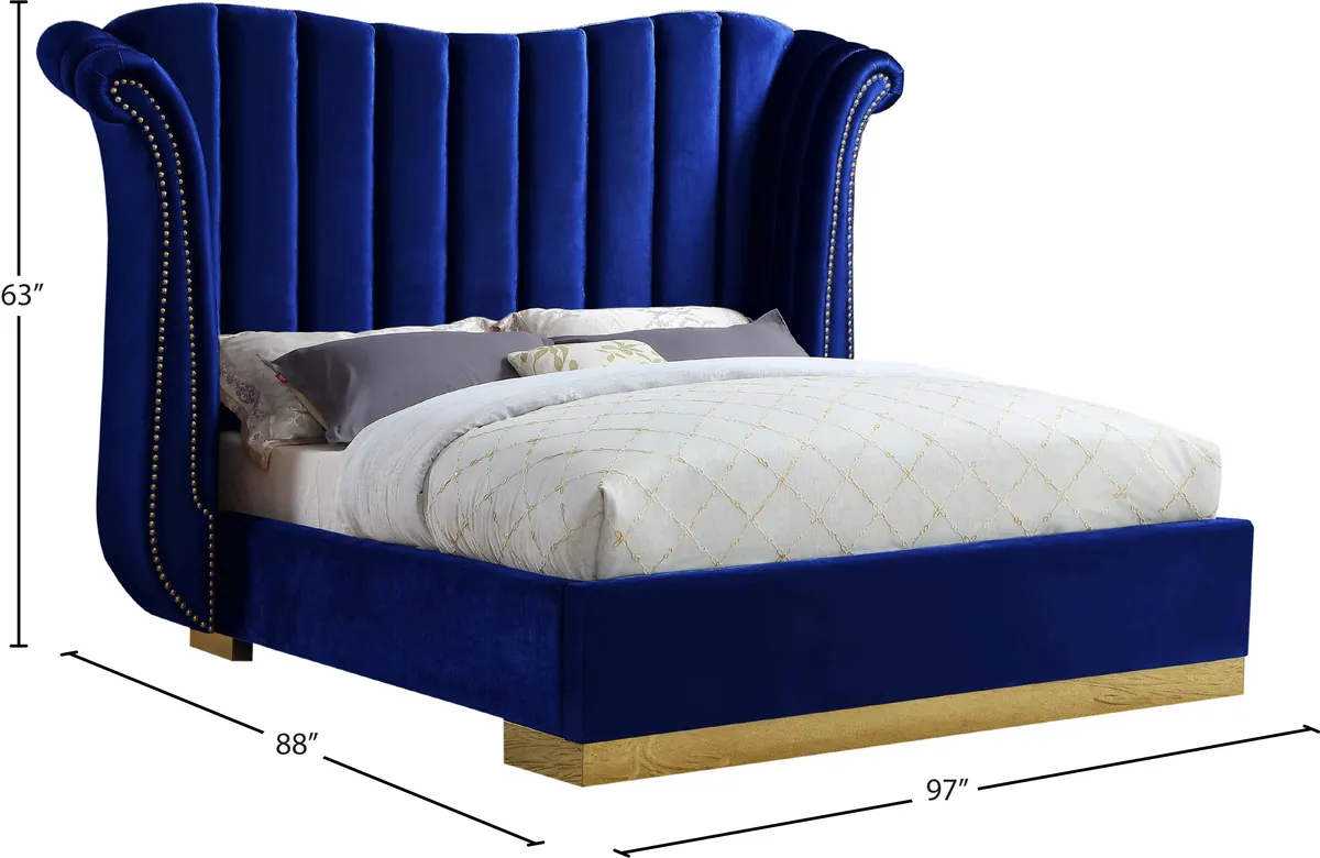 Flora - King Bed - Navy