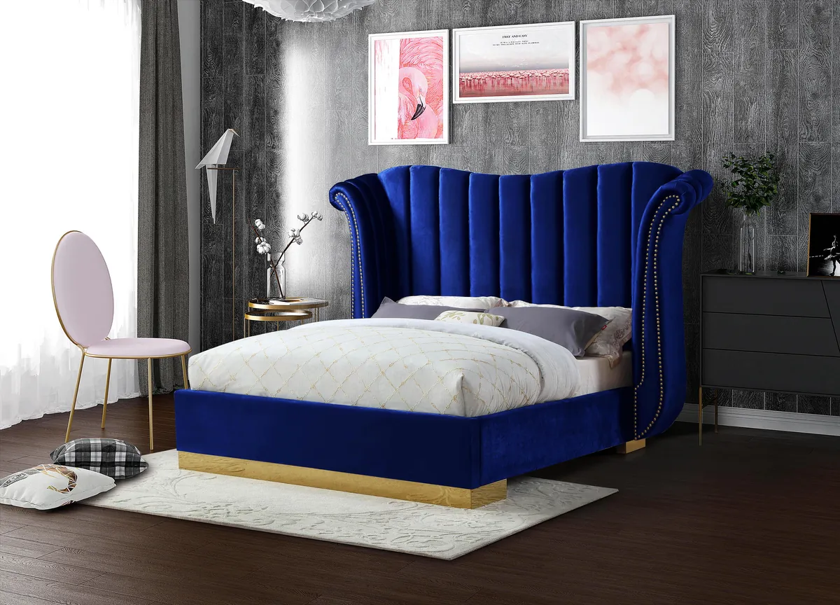 Flora - King Bed - Navy - View 2