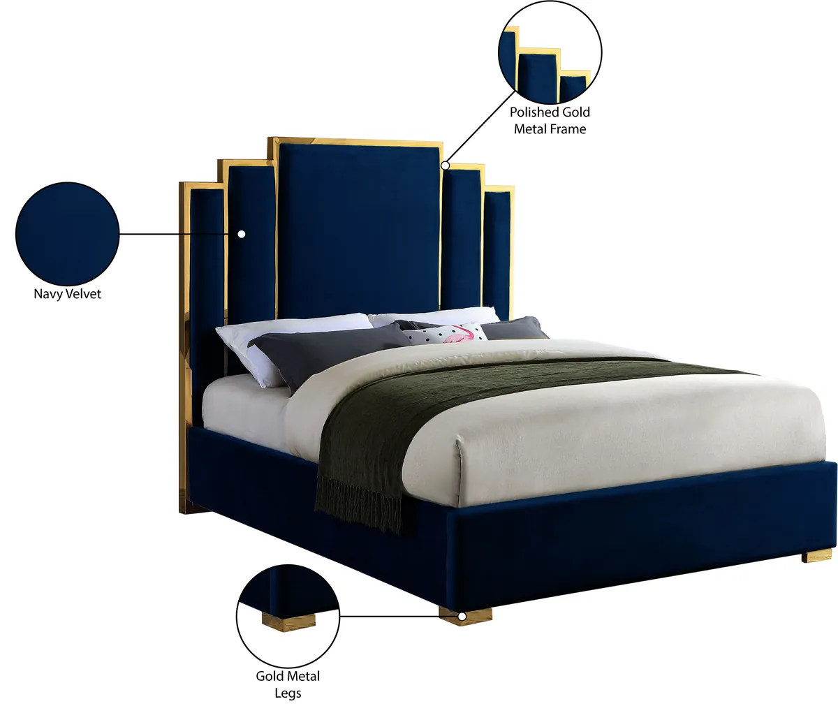 Hugo - Queen Bed - Navy