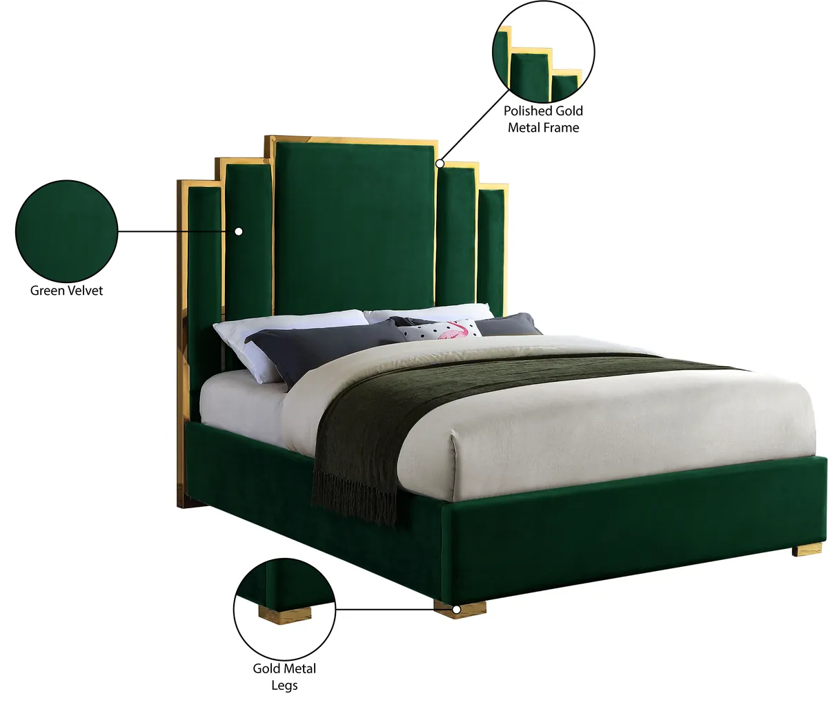 Hugo - Queen Bed - Green
