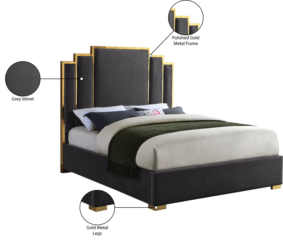 Hugo - King Bed - Gray