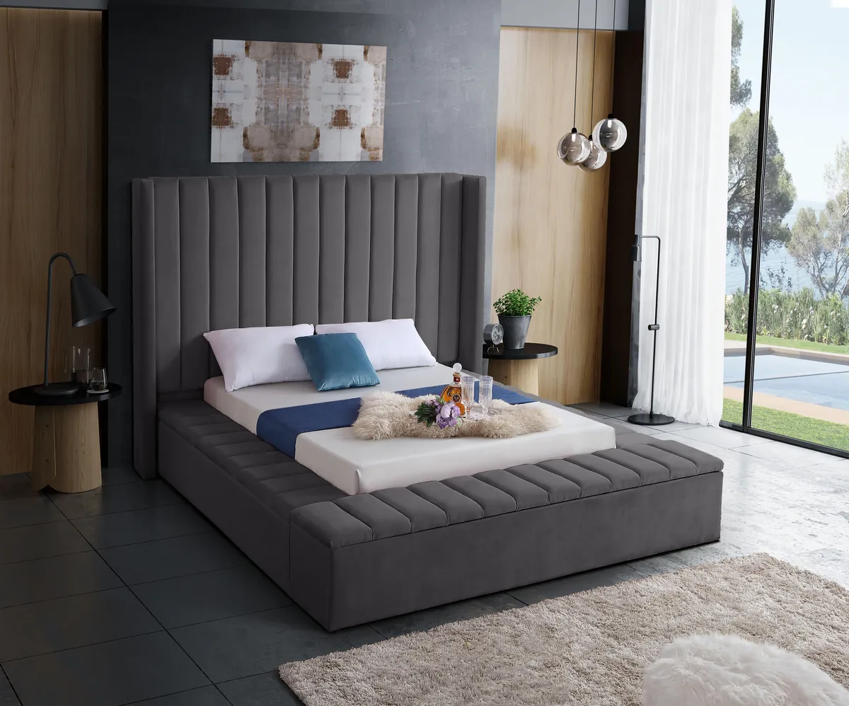 Kiki - Queen Bed - Gray - View 2