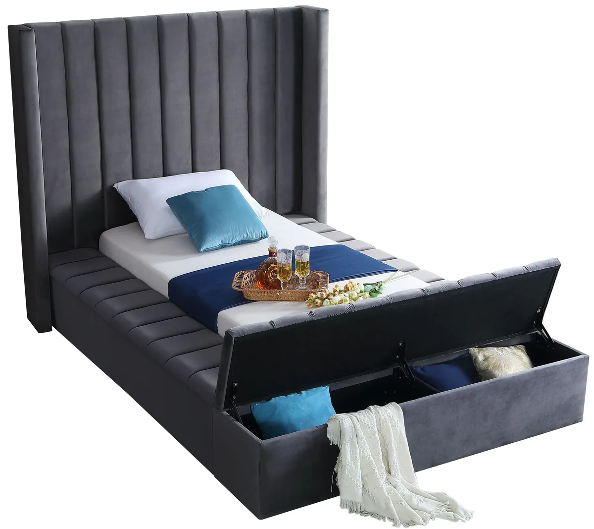 Kiki - Twin Bed - Gray