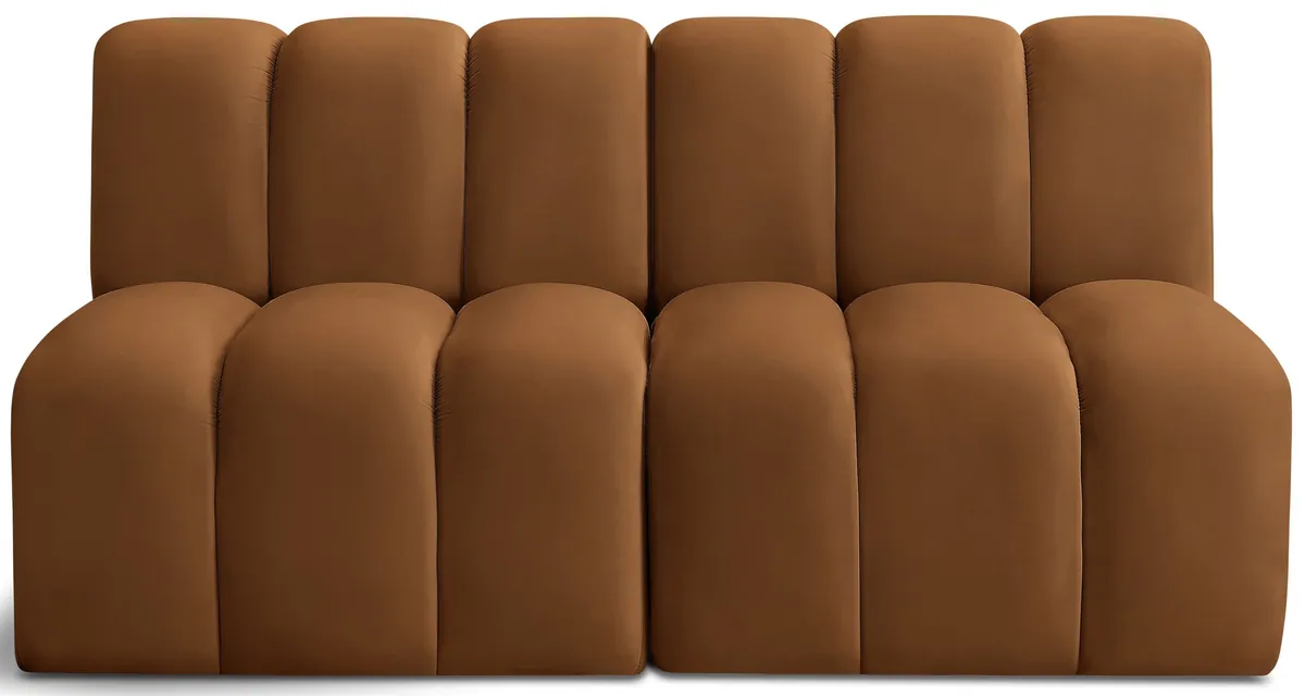 Arc - Velvet 2 Seats Modular Sofa - Saddle