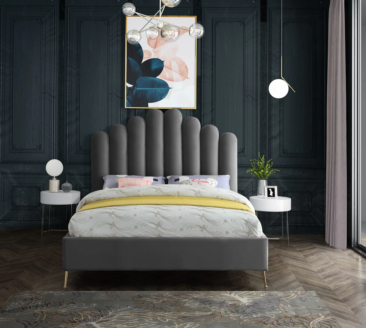 Lily - King Bed - Gray