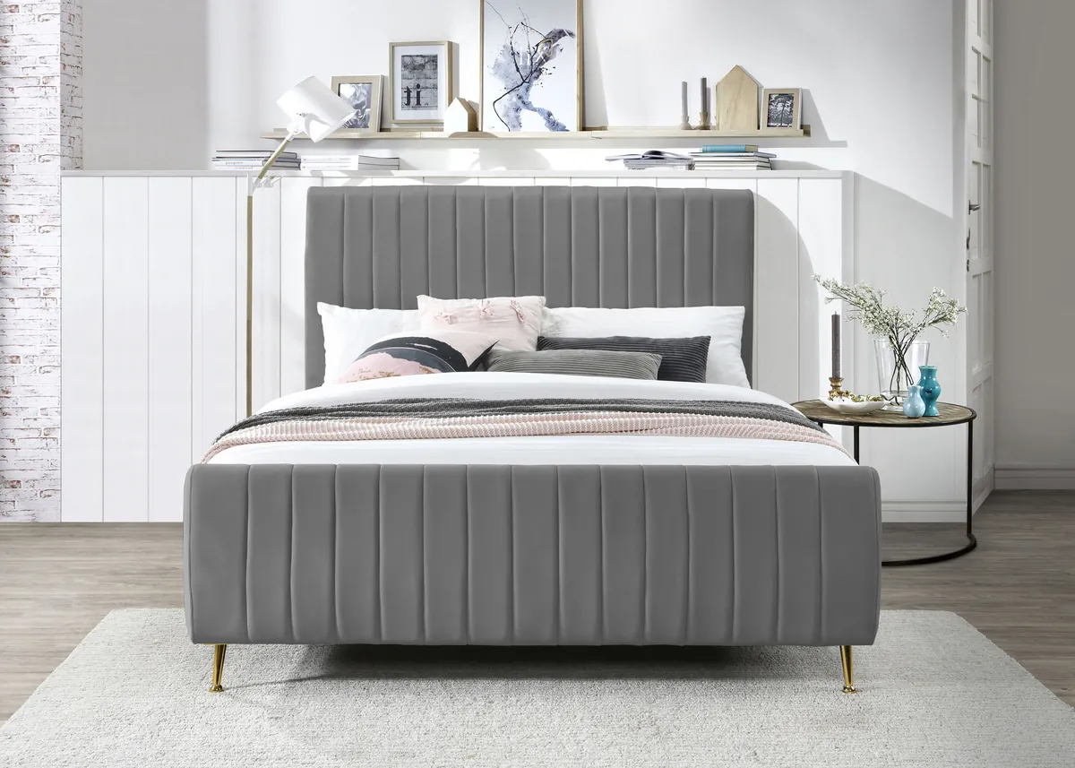 Zara - King Bed - Gray