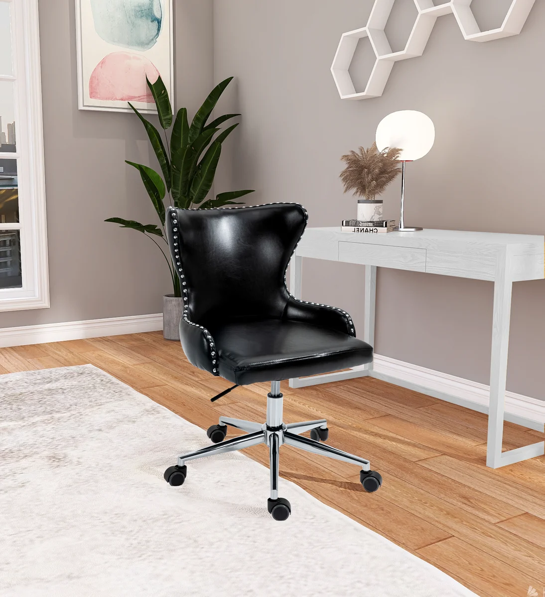 Hendrix - Office Chair - Black - Faux Leather - View 2