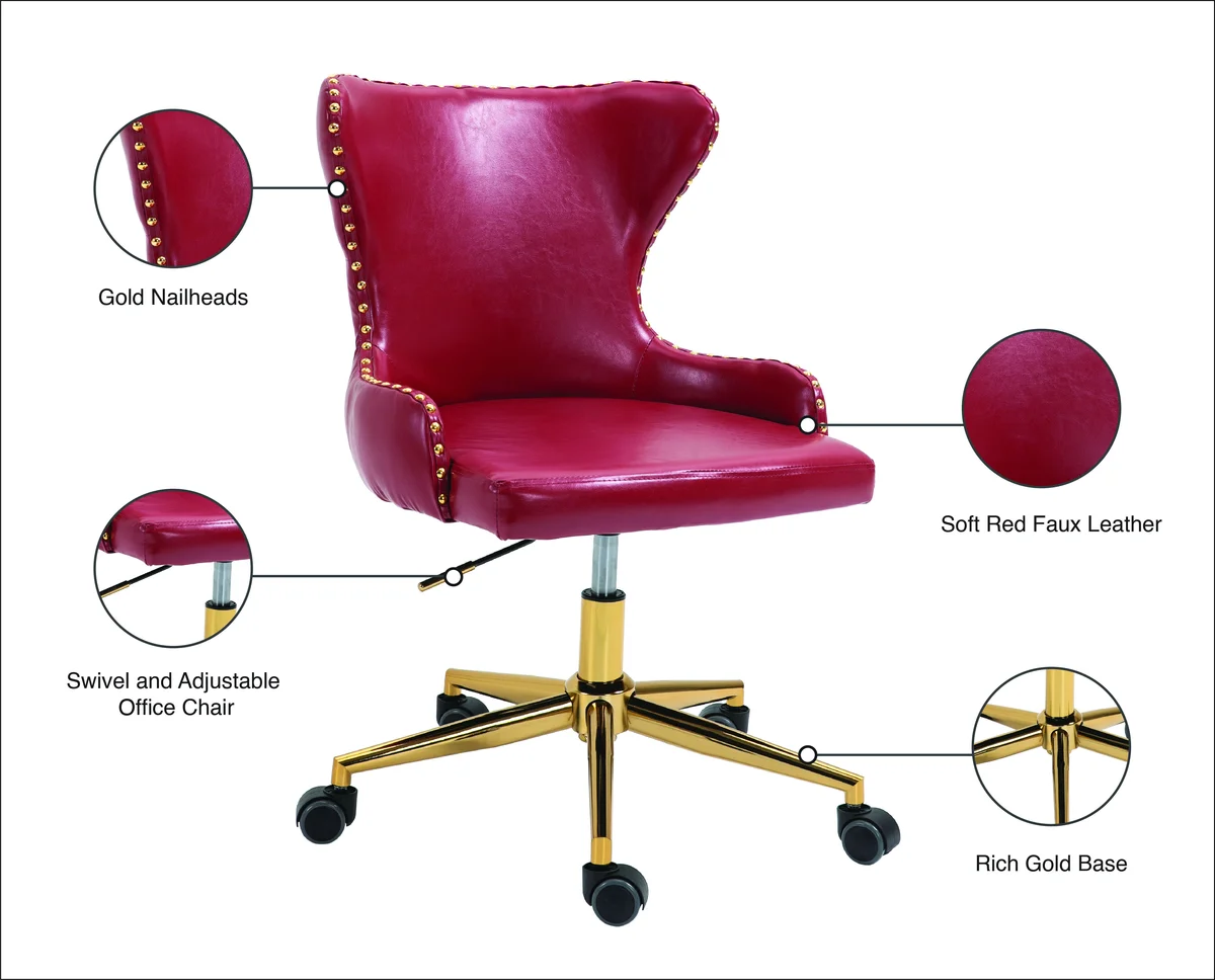 Hendrix - Office Chair - Red - Faux Leather
