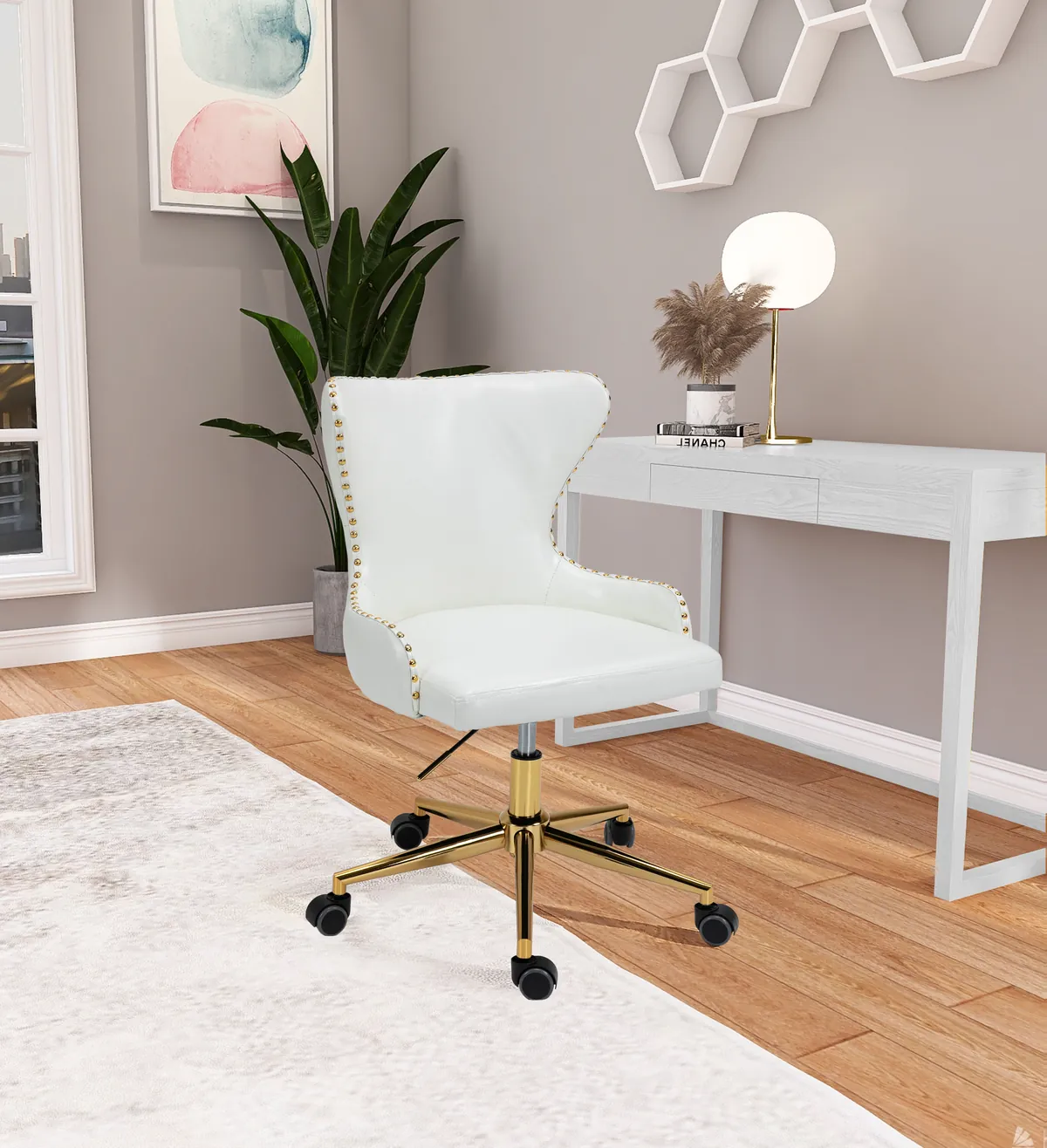 Hendrix - Office Chair - White - Faux Leather - View 2