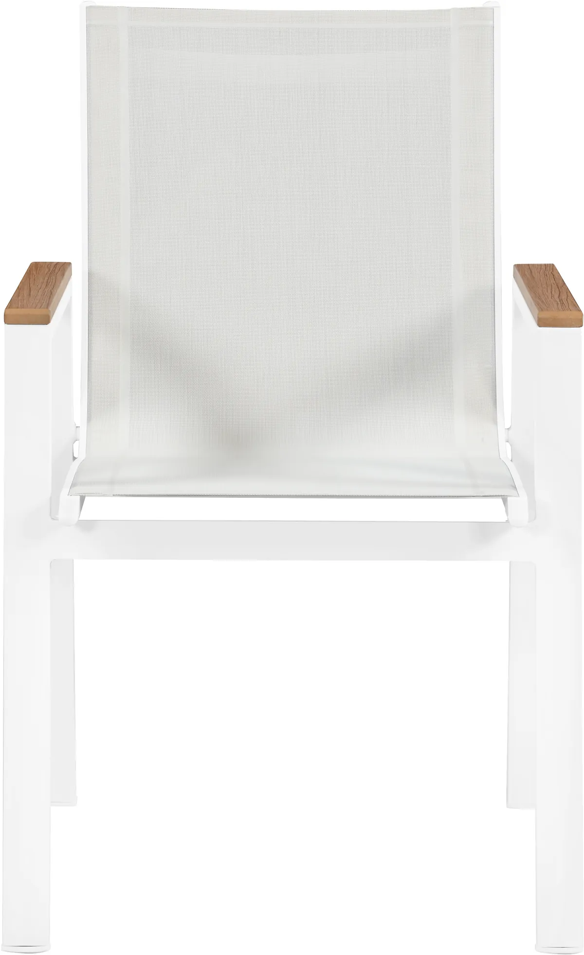 Nizuc - Outdoor Patio Dining Arm Chair With White Frame And Natural Arms (Set of 2) - White