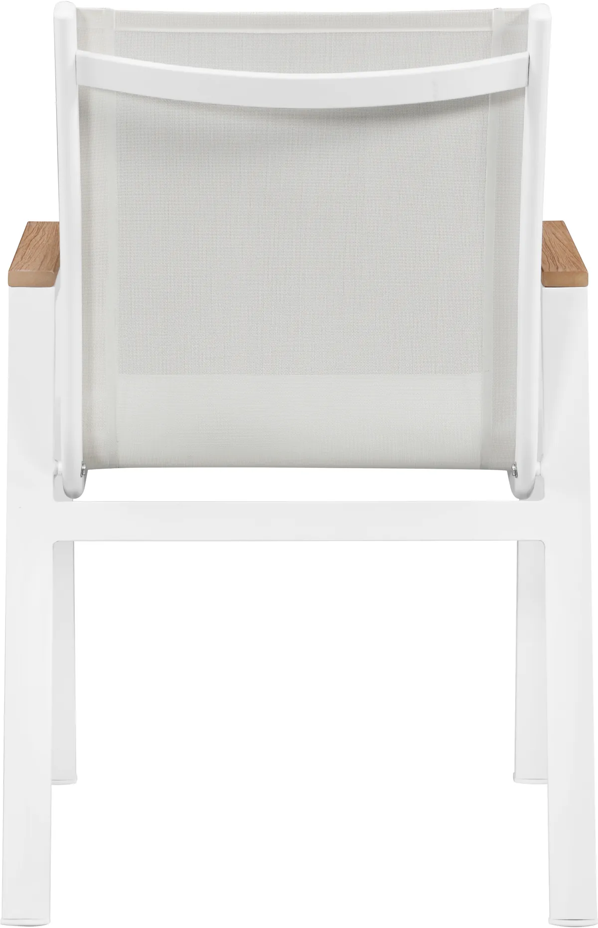 Nizuc - Outdoor Patio Dining Arm Chair With White Frame And Natural Arms (Set of 2) - White