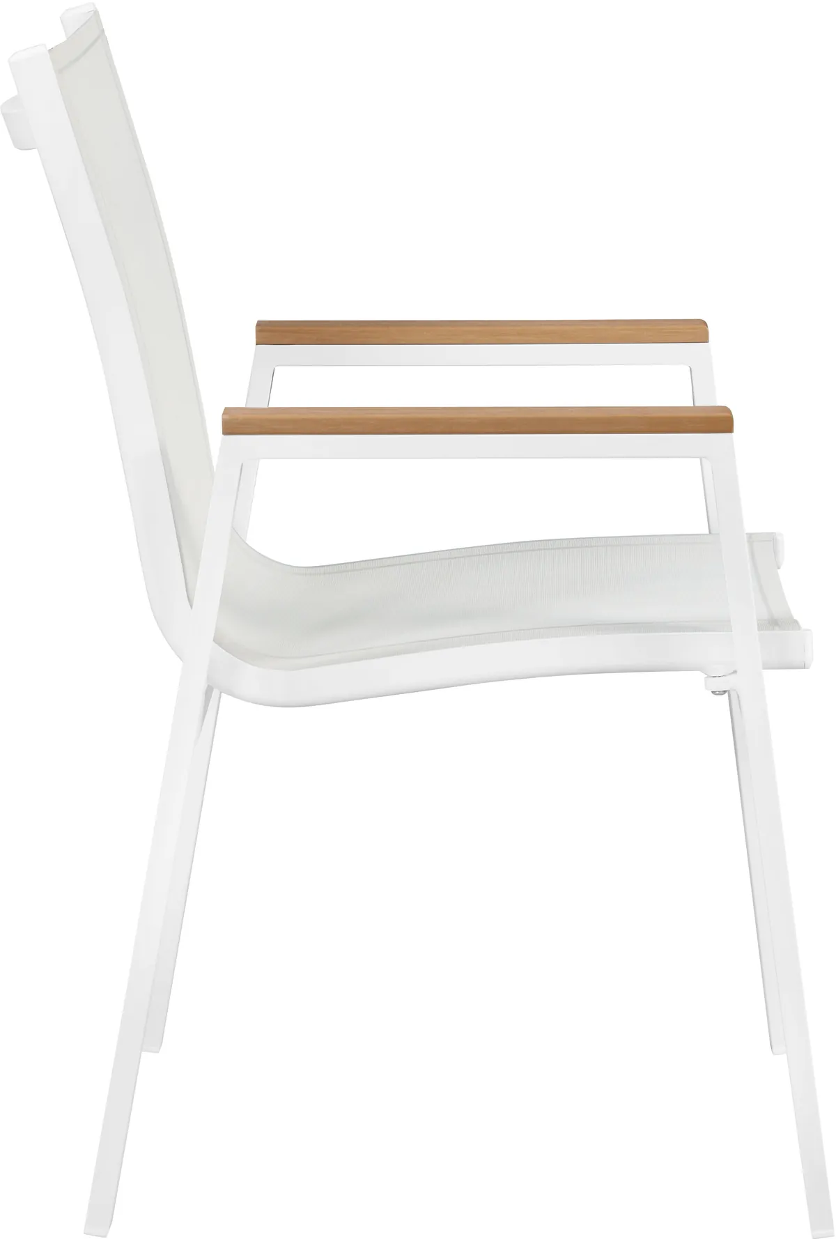 Nizuc - Outdoor Patio Dining Arm Chair With White Frame And Natural Arms (Set of 2) - White