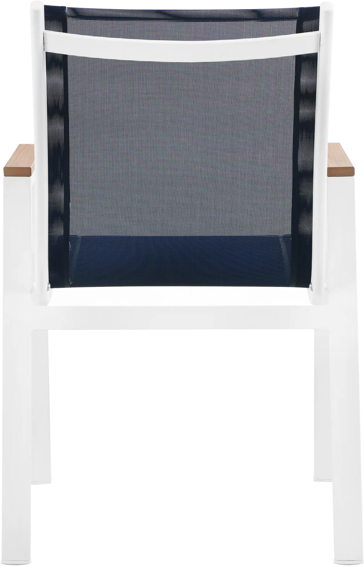 Nizuc - Outdoor Patio Dining Arm Chair With White Frame And Natural Arms (Set of 2) - Navy