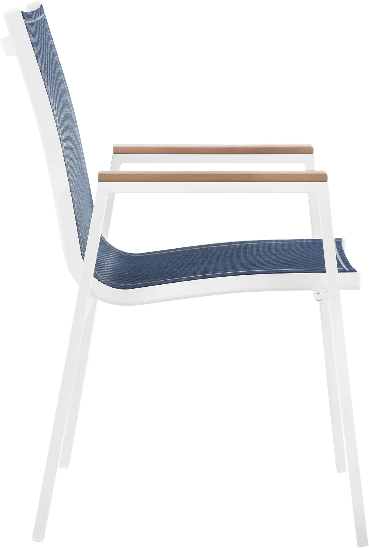 Nizuc - Outdoor Patio Dining Arm Chair With White Frame And Natural Arms (Set of 2) - Navy