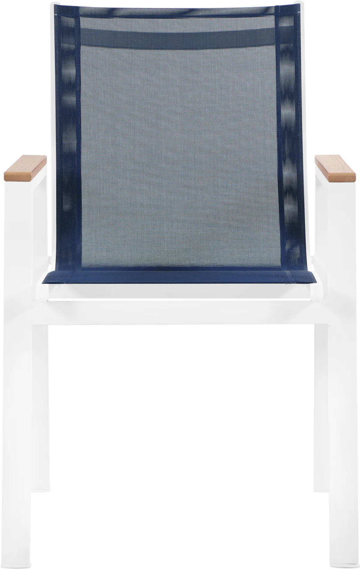 Nizuc - Outdoor Patio Dining Arm Chair With White Frame And Natural Arms (Set of 2) - Navy