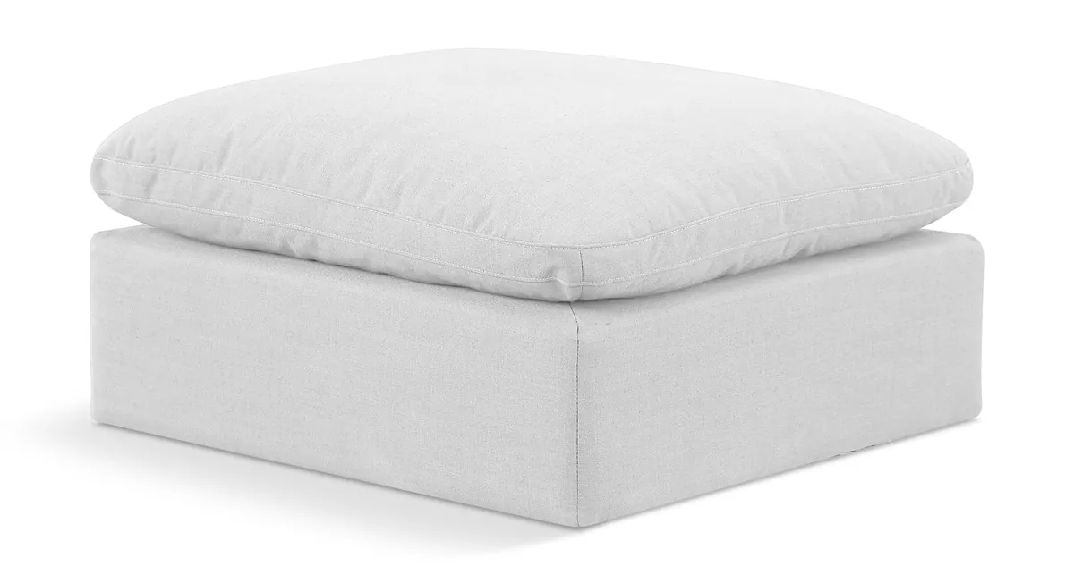 Indulge - Linen Ottoman - White