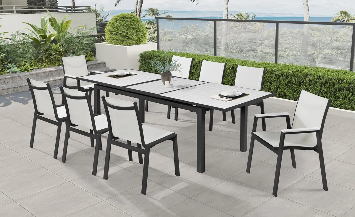 Nizuc - Outdoor Patio Extendable Dining Table - White - View 2