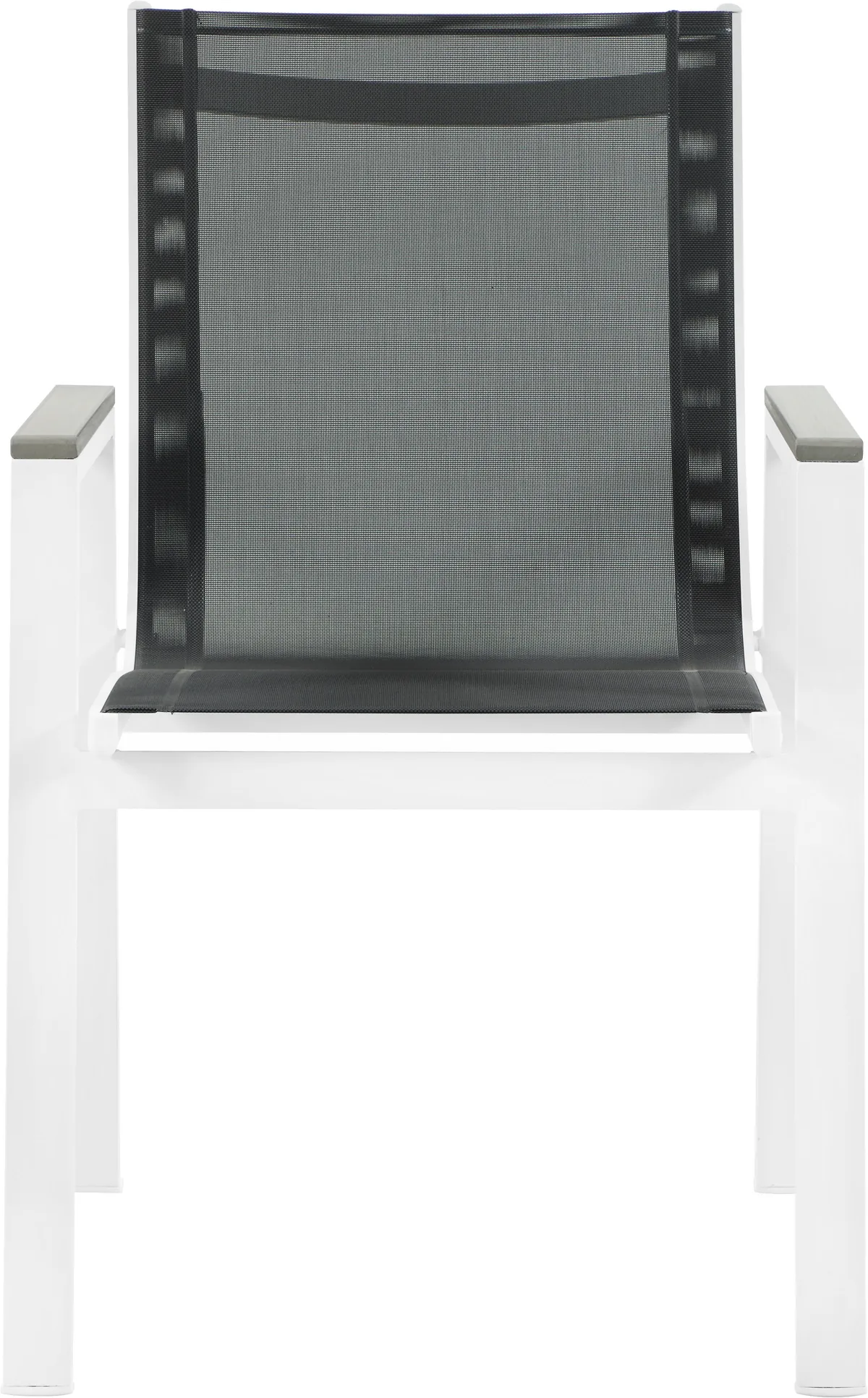 Nizuc - Outdoor Patio Dining Arm Chair With White Frame And Gray Arms (Set of 2) - Black