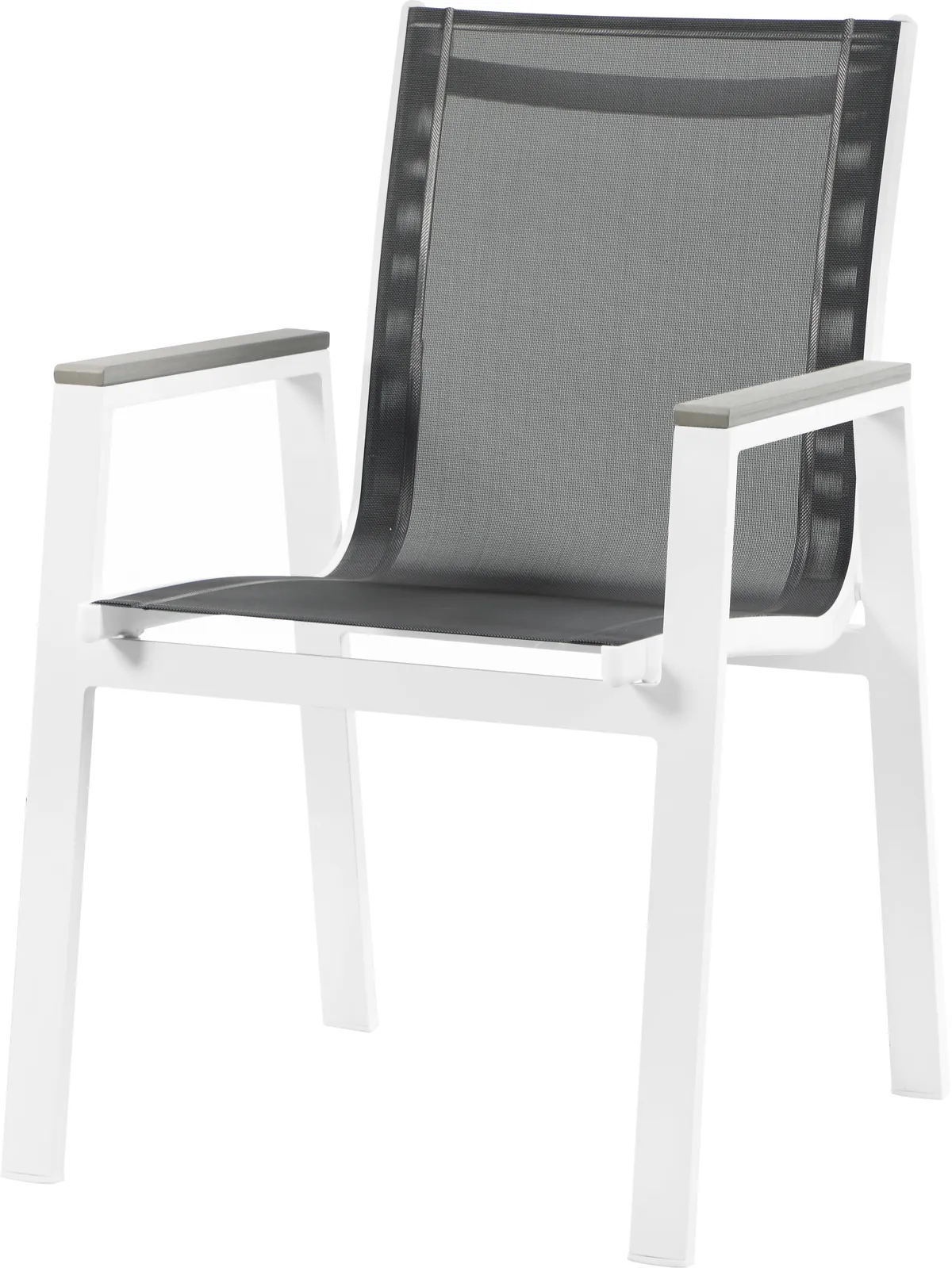 Nizuc - Outdoor Patio Dining Arm Chair With White Frame And Gray Arms (Set of 2) - Black
