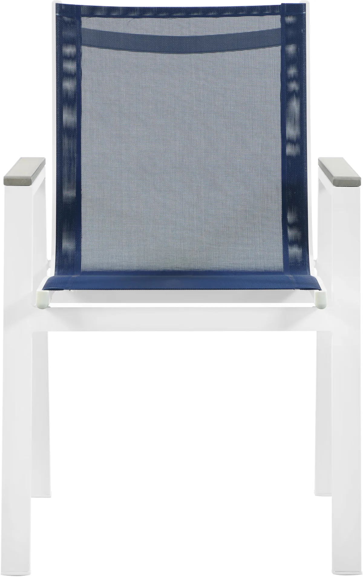 Nizuc - Outdoor Patio Dining Arm Chair With White Frame And Gray Arms (Set of 2) - Navy