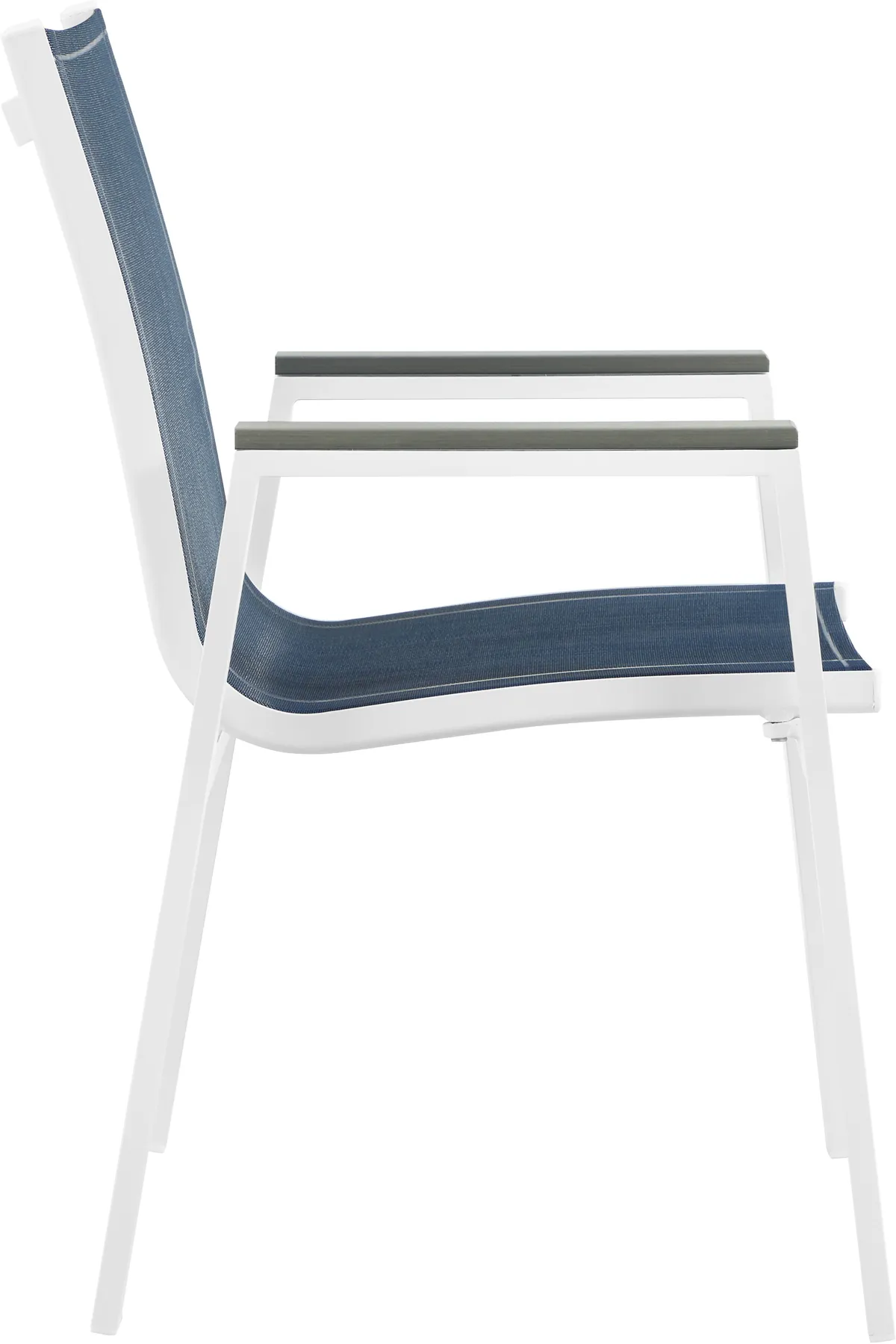 Nizuc - Outdoor Patio Dining Arm Chair With White Frame And Gray Arms (Set of 2) - Navy
