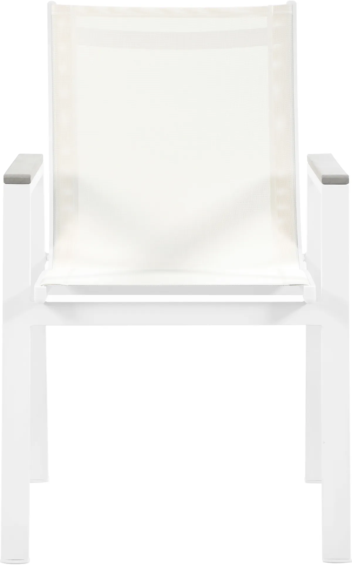 Nizuc - Outdoor Patio Dining Arm Chair With White Frame And Gray Arms (Set of 2) - White