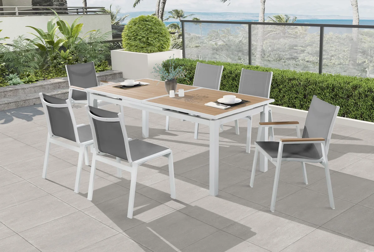 Nizuc - Outdoor Patio Dining Chair With White Frame (Set of 2) - Gray