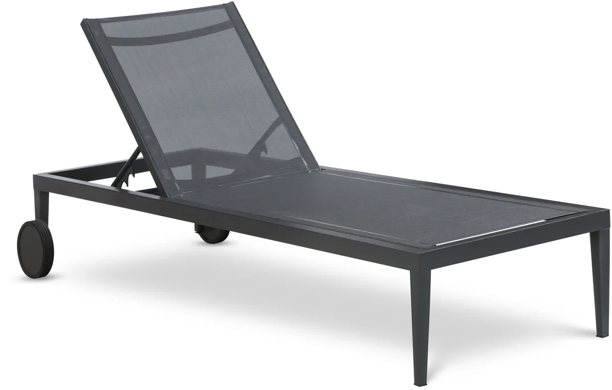 Nizuc - Outdoor Patio Chaise Lounge Chair With Gray Base - Black