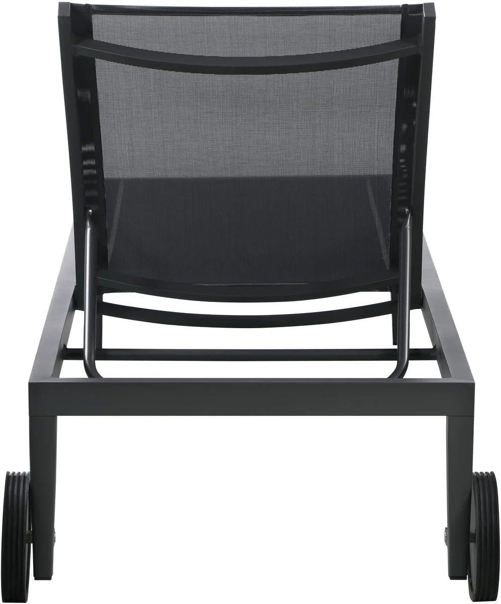 Nizuc - Outdoor Patio Chaise Lounge Chair With Gray Base - Black