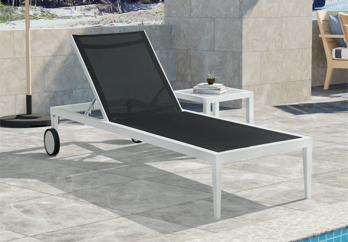 Nizuc - Outdoor Patio Chaise Lounge Chair - Black - View 2