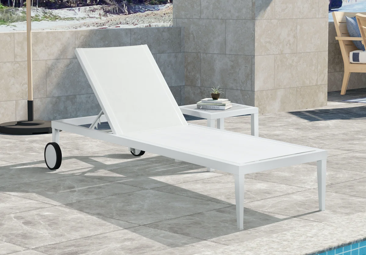 Nizuc - Outdoor Patio Chaise Lounge Chair - White - View 2