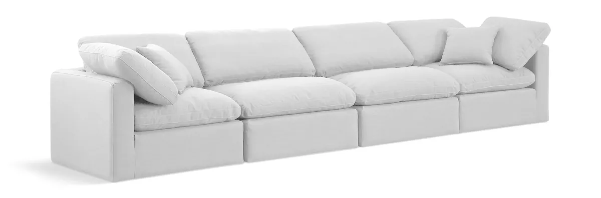 Indulge - Linen 4 Seat Modular Sofa - White