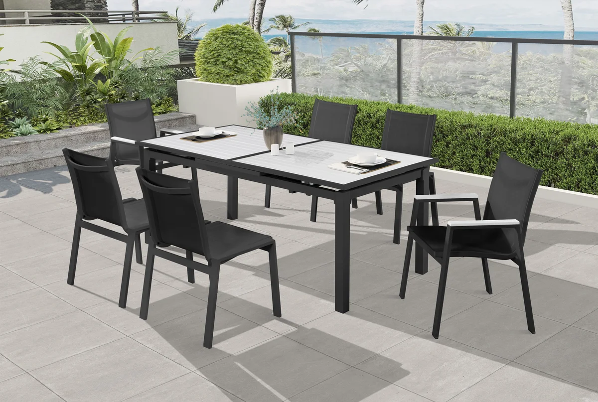 Nizuc - Outdoor Patio Dining Chair With Gray Frame (Set of 2) - Black - View 2