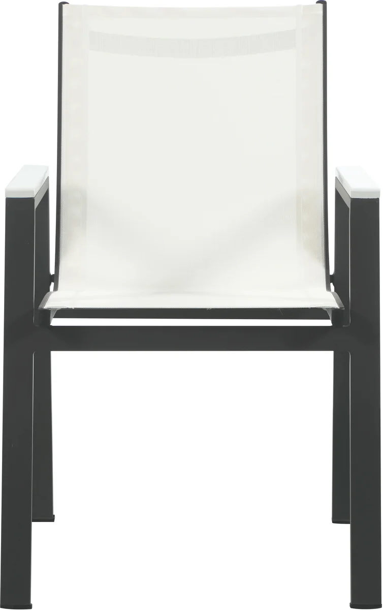 Nizuc - Outdoor Patio Dining Arm Chair With Gray Frame (Set of 2) - White