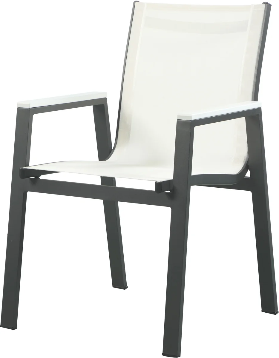 Nizuc - Outdoor Patio Dining Arm Chair With Gray Frame (Set of 2) - White